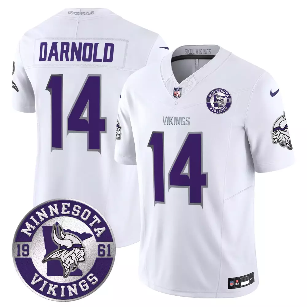 Sam Darnold 14 Minnesota Vikings Jersey White Men Stitched Alternate Purple Grey