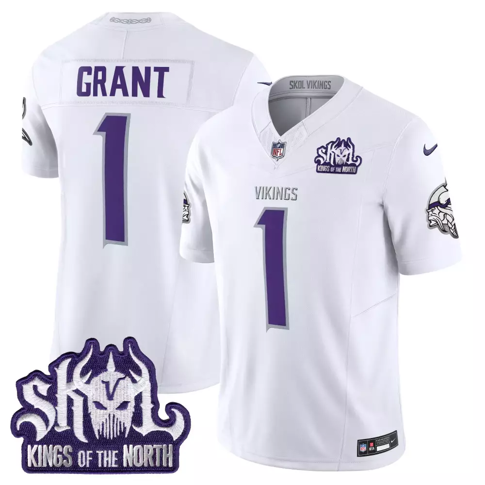 Bud Grant 1 Minnesota Vikings Jersey White Skol Kings Of The North Men Authentic