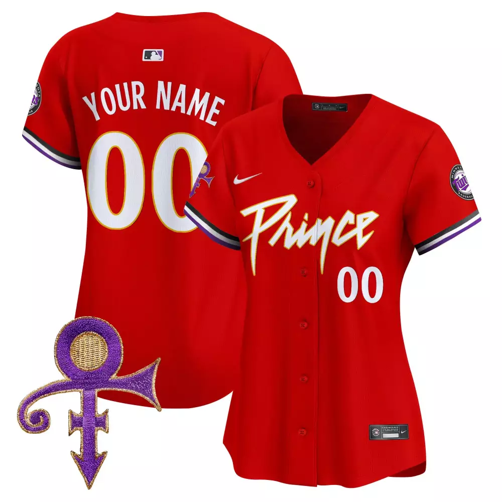 Custom Minnesota Twins Jersey Red Prince Women Replica Alternate Design White Purple