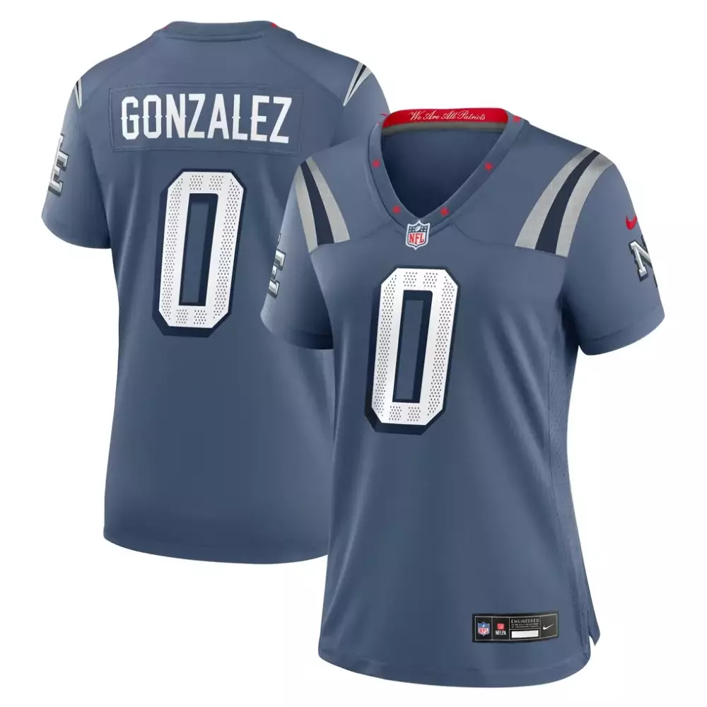 Christian Gonzalez Jersey Blue We Are All Patriots New England Women Stitched Alternate