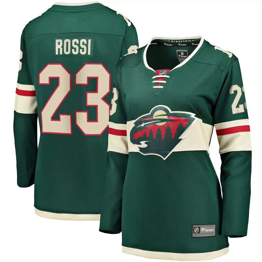 Marco Rossi 23 Minnesota Wild Jersey Green Women Replica Cream Red Home Breakaway
