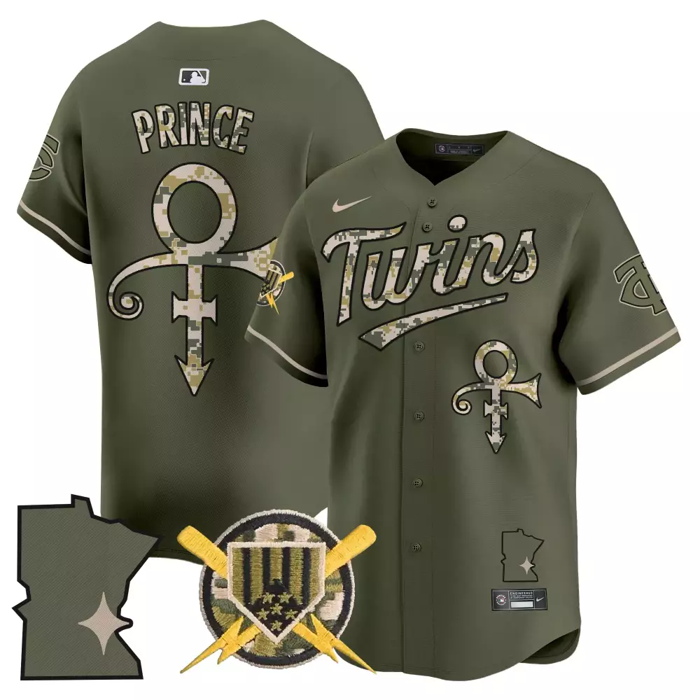 Prince Minnesota Twins Jersey Olive Green Outline Men Authentic Alternate Custom Design