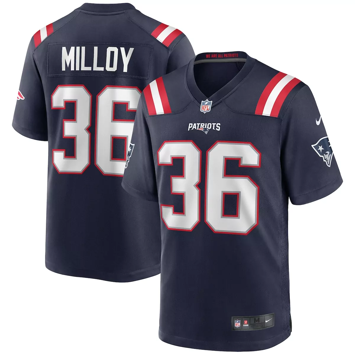 Lawyer Milloy 36 Jersey Navy Blue New England Patriots Men Stitched White Red Game