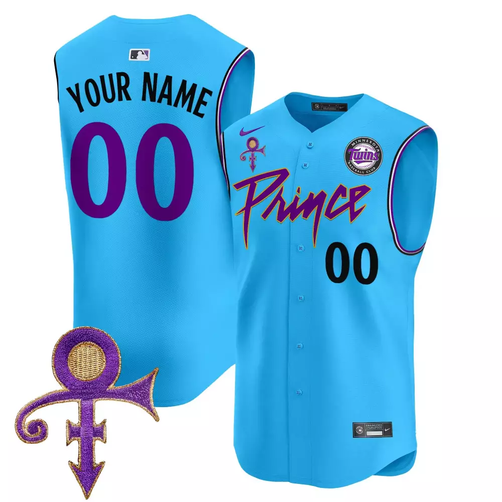 Custom Minnesota Twins Jersey Blue Prince Men Authentic Purple White Black All Stitched
