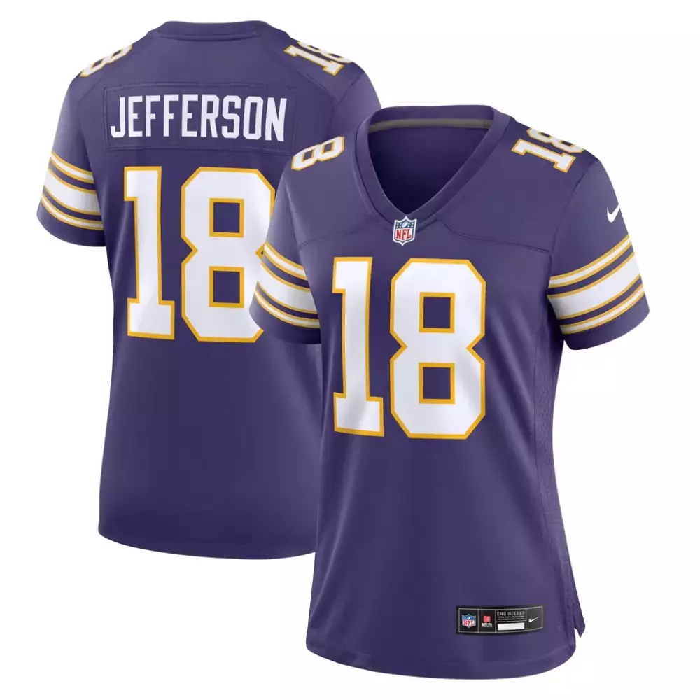 Justin Jefferson 18 Jersey Purple Minnesota Vikings Women Stitched Yellow White