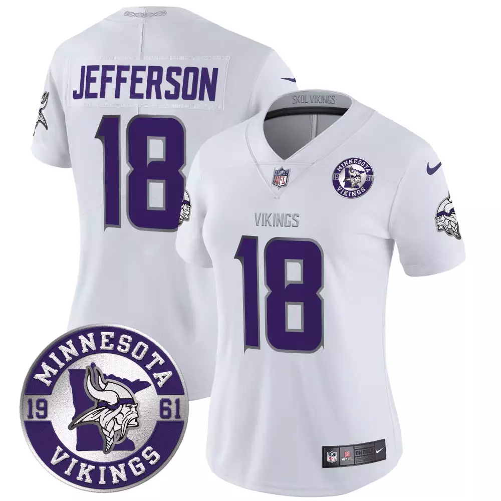 Justin Jefferson 18 Jersey White Minnesota Vikings 1961 Women Stitched Alternate