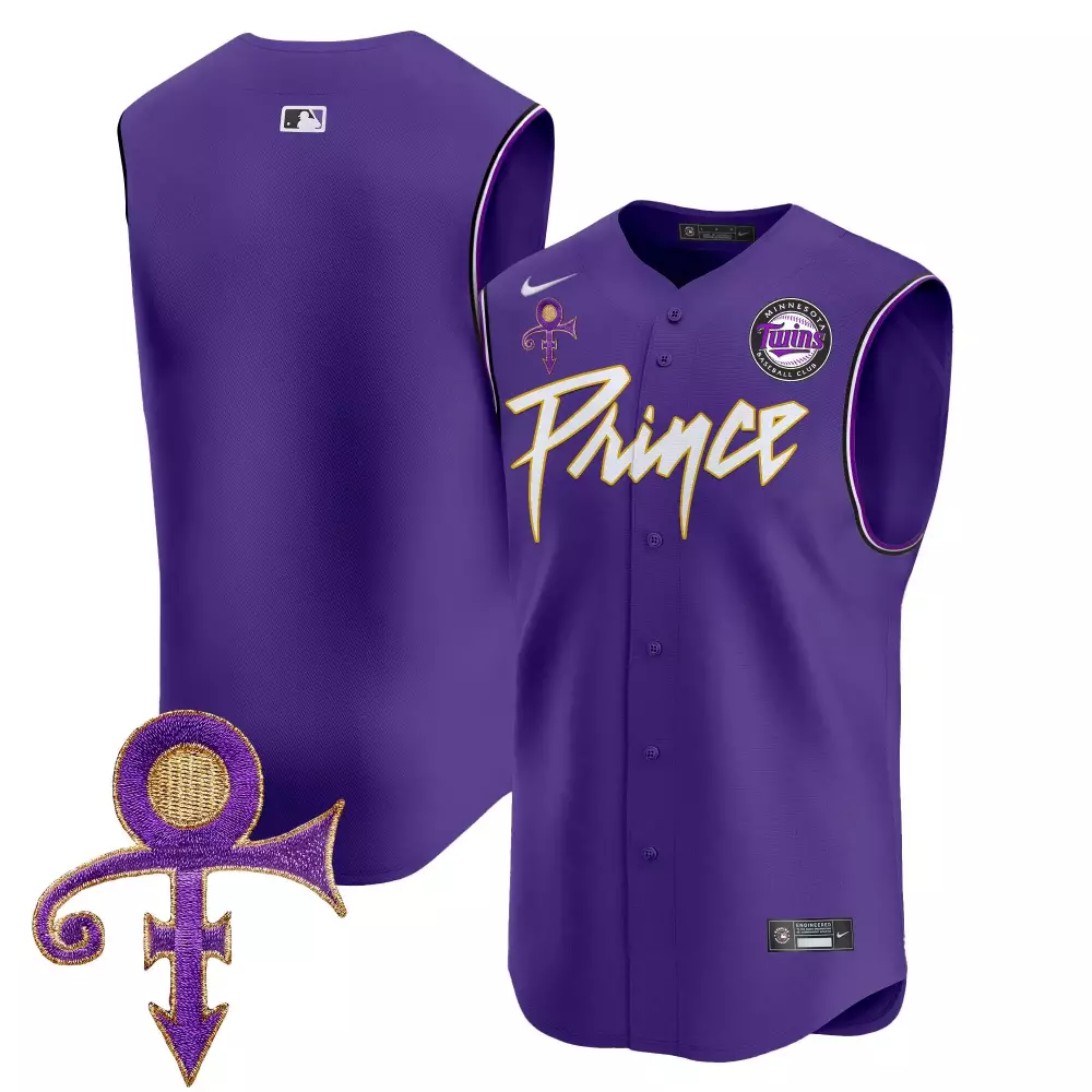 Prince Minnesota Twins Jersey Purple Symbol Men Authentic Alternate White Gold All