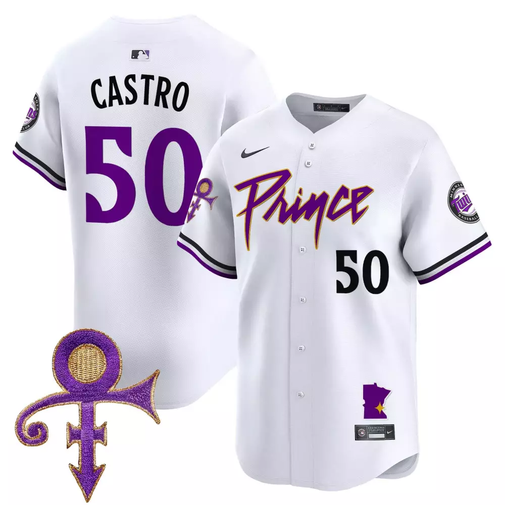Castro Prince 50 Minnesota Twins Jersey White Men Stitched Alternate Purple Black