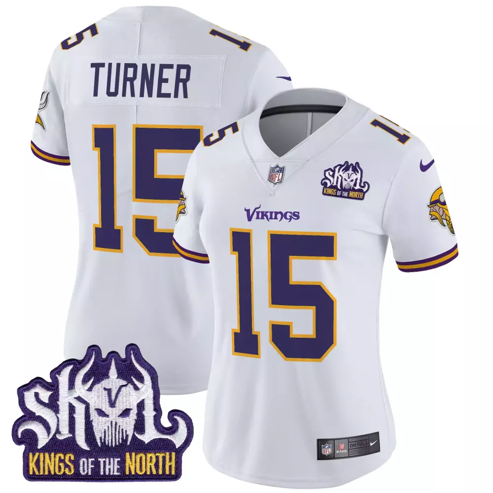 Turner King 15 Minnesota Vikings Jersey White Skol Kings Of The North Women Limited