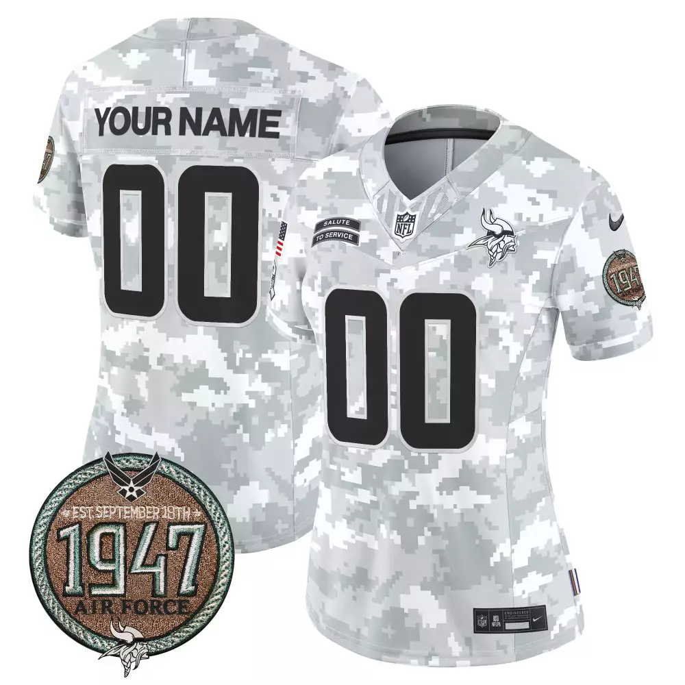 Custom Minnesota Vikings Jersey White Salute To Service 1947 Air Force Women Limited