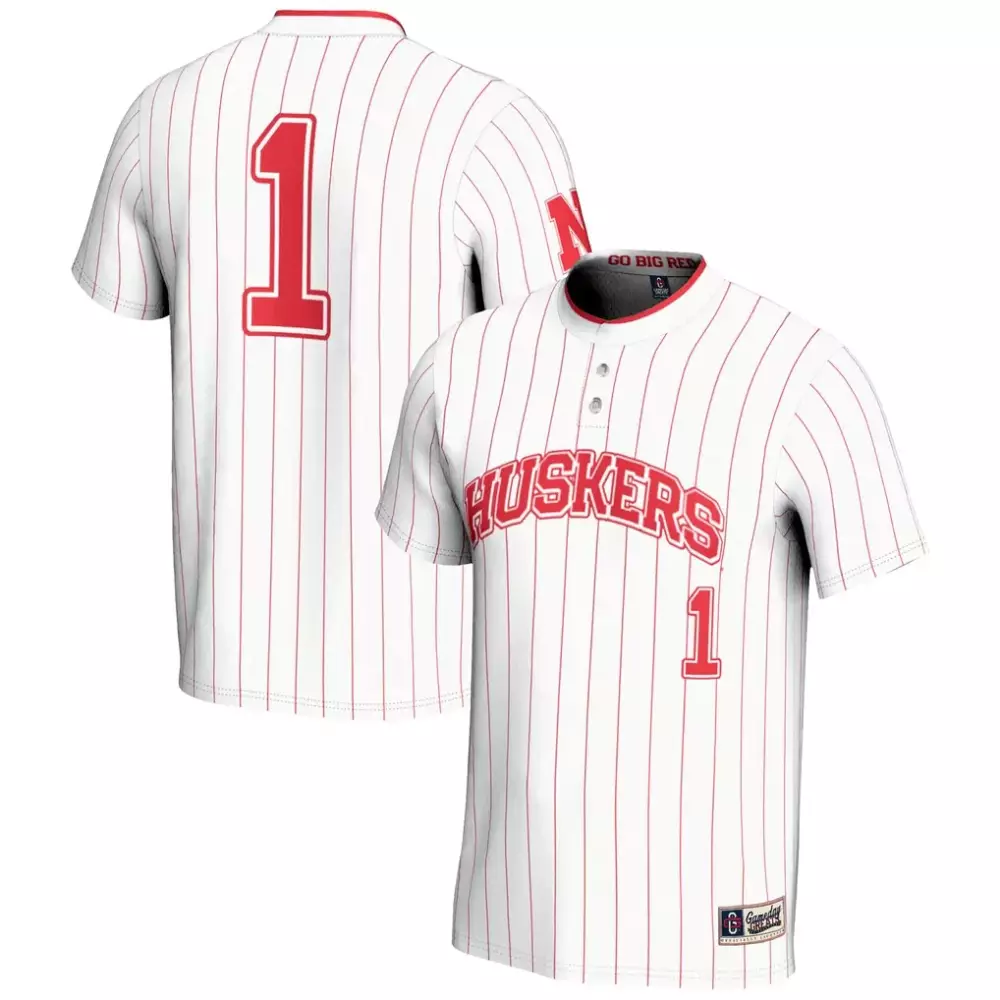 Custom Nebraska Cornhuskers 1 Jersey White Men Authentic Red Gameday Unisex