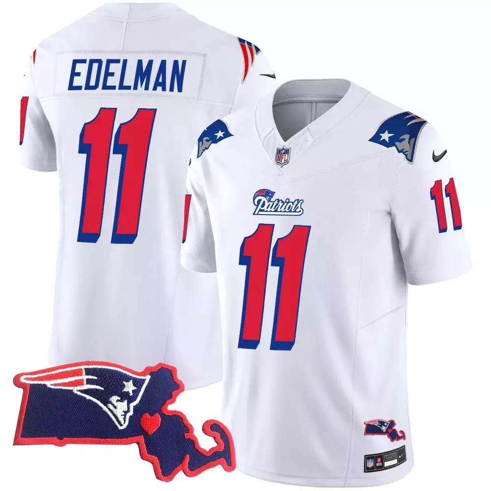 Julian Edelman 11 Jersey White Gillette Stadium Alternate New England Patriots Shoulder