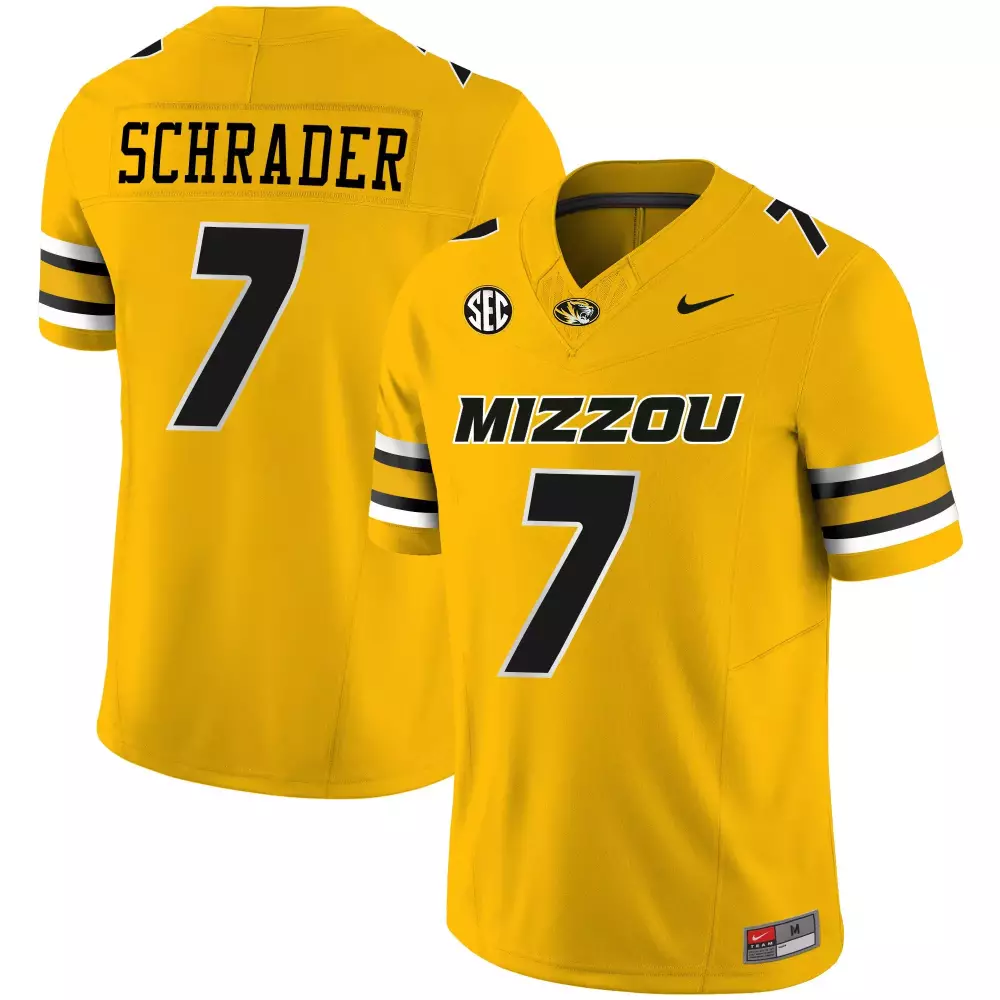Cody Schrader 7 Missouri Tigers Jersey Gold Men Authentic Black White Vapor Limited