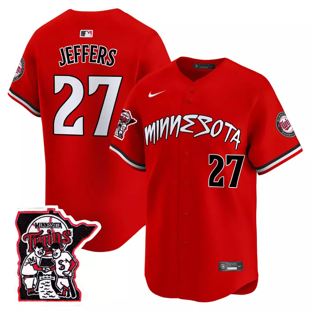 Jeffers 27 Minnesota Twins Jersey Red Gothic Sin City Team Men Authentic White Black