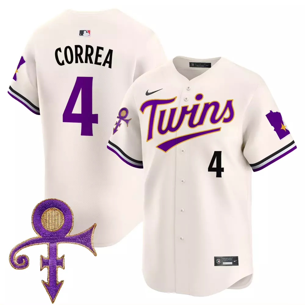 Carlos Correa 4 Minnesota Twins Jersey White Prince Symbol Men Authentic Alternate