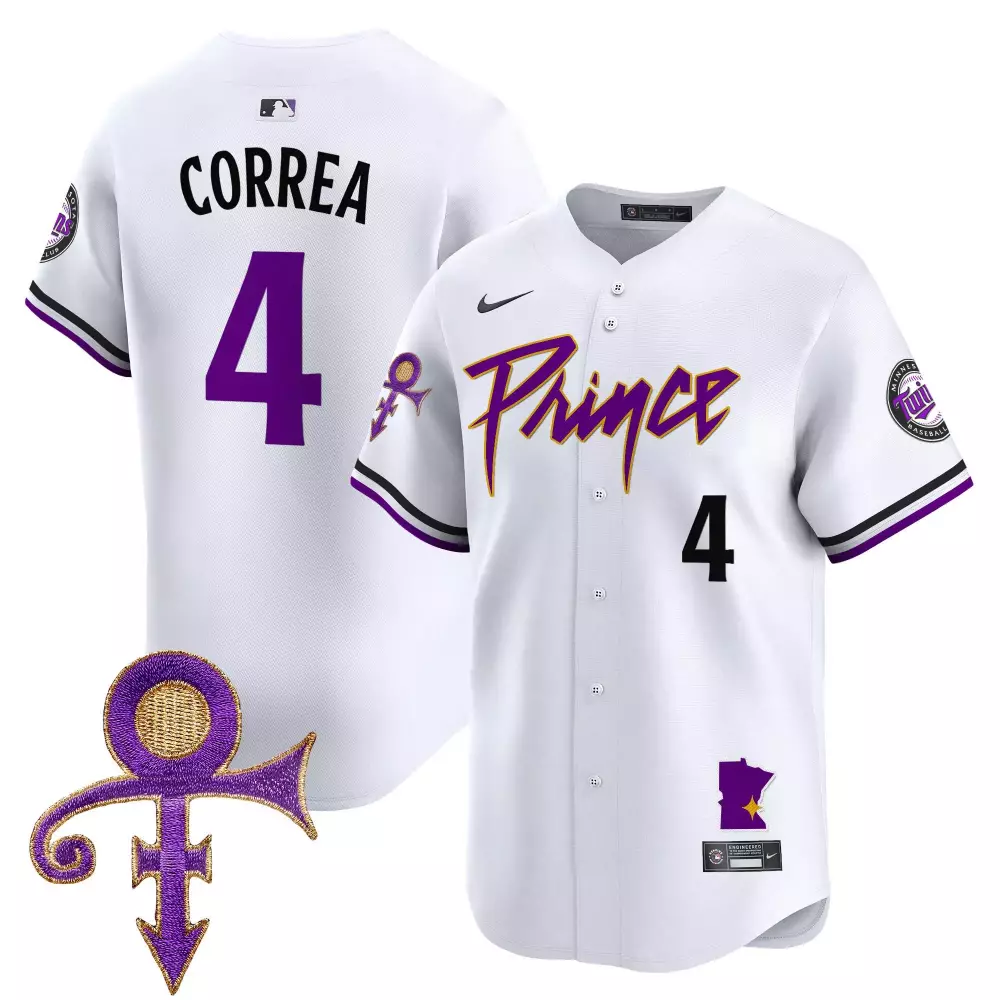 Carlos Correa 4 Minnesota Twins Jersey White Prince Symbol Men Authentic Alternate