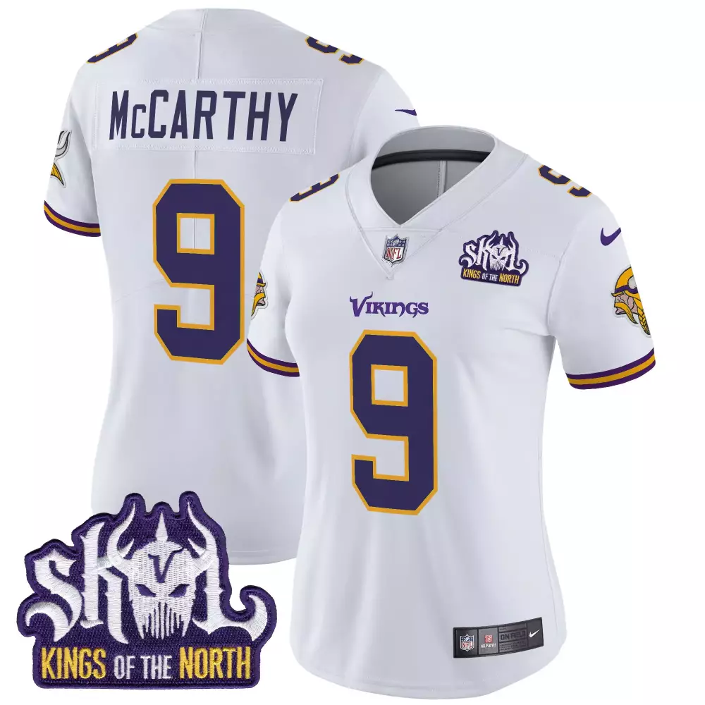 Jj Mccarthy 9 Minnesota Vikings Jersey White Skol Kings Of The North Women Stitched