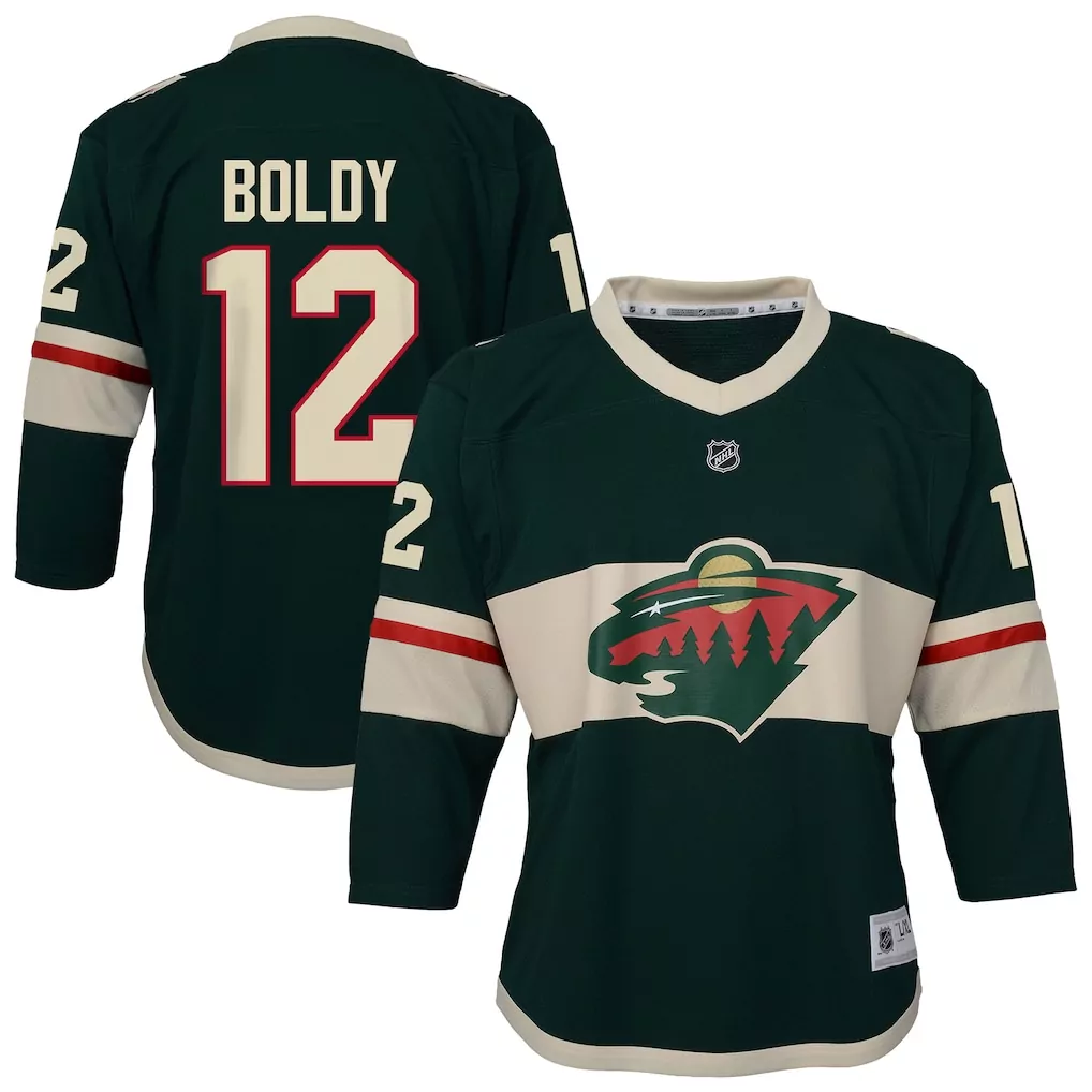 Matt Boldy 12 Minnesota Wild Jersey Green Men Authentic Alternate Tan Red Home Replica