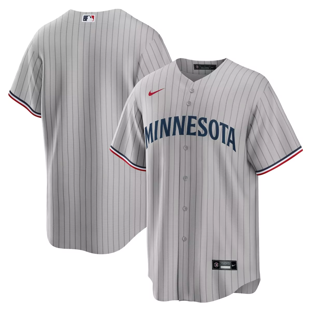Custom Minnesota Twins Jersey Gray Men Nike Authentic Alternate Navy Red White