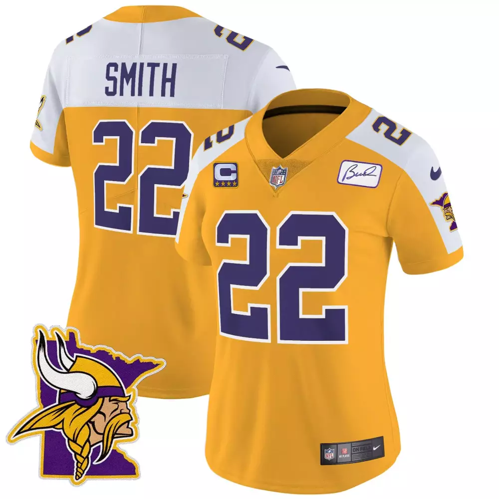 Harrison Smith 22 Jersey Yellow Minnesota Vikings Women Stitched Alternate Purple
