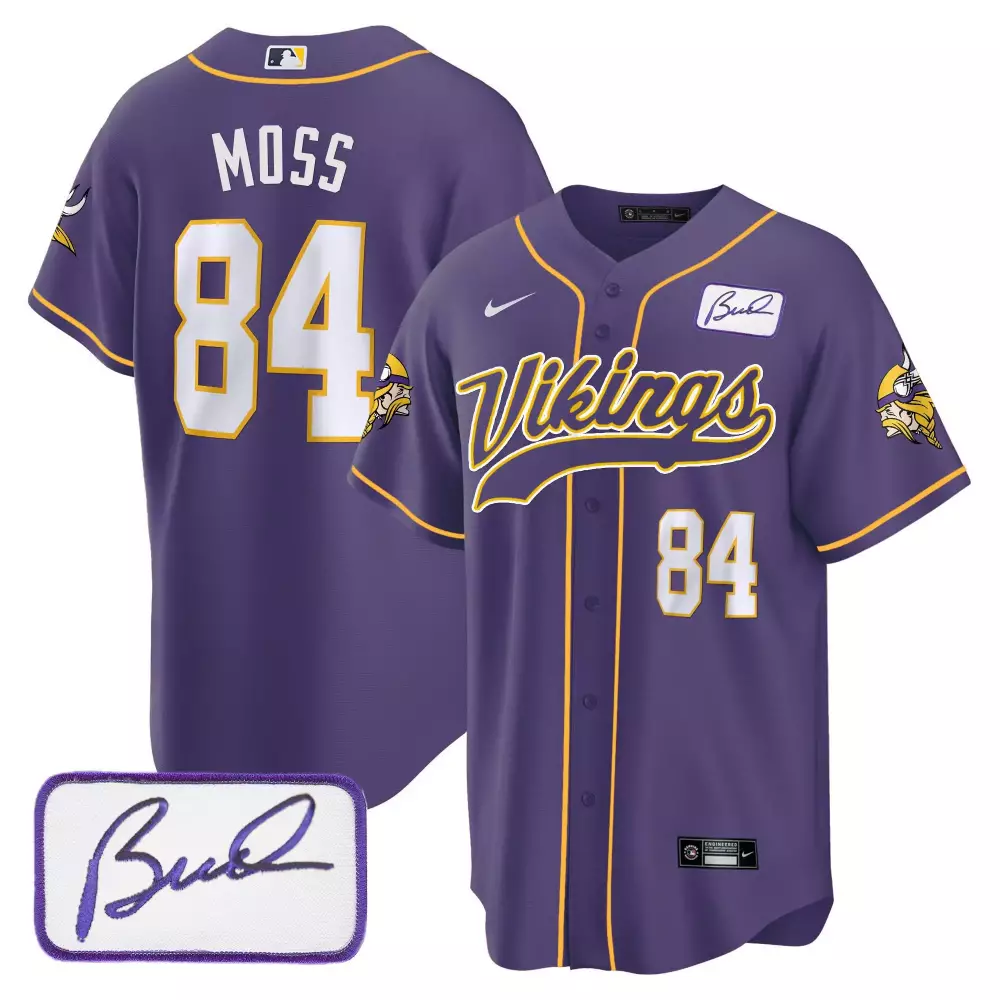 Randy Moss 84 Minnesota Vikings Jersey Purple Budweiser Men Authentic Yellow White