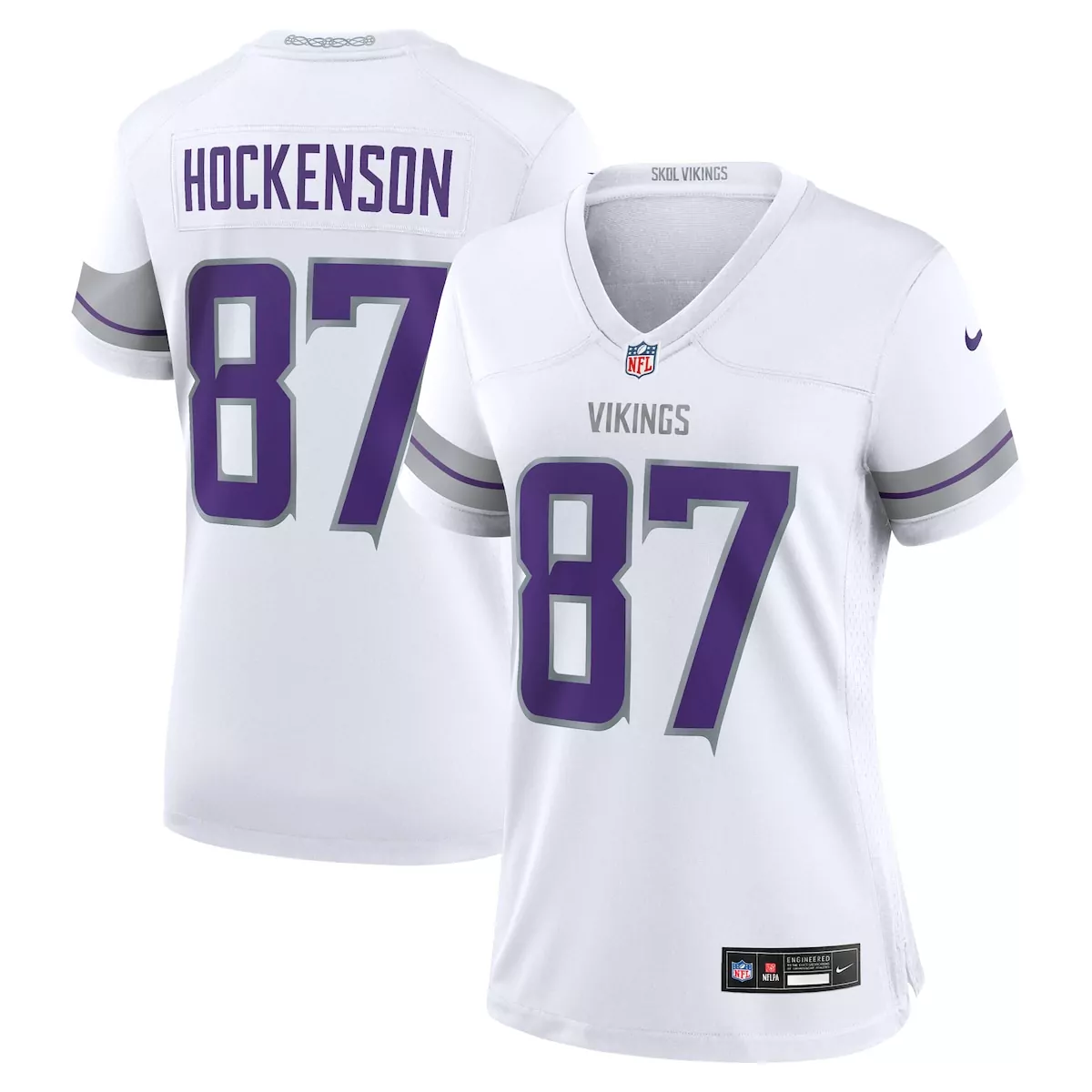 T.j. Hockenson 87 Jersey White Minnesota Vikings Women Stitched Alternate Purple