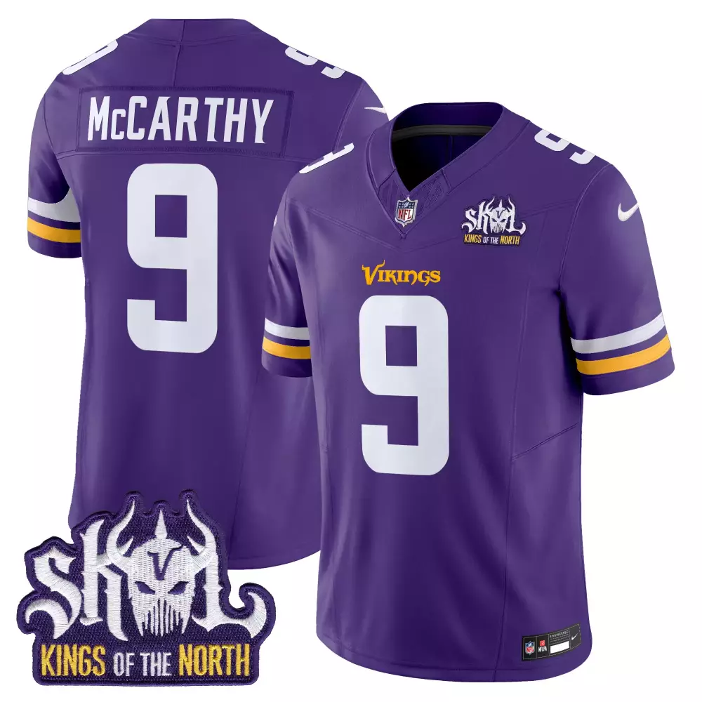 Jj Mccarthy 9 Minnesota Vikings Jersey Purple Skol Kings Of The North Men Stitched
