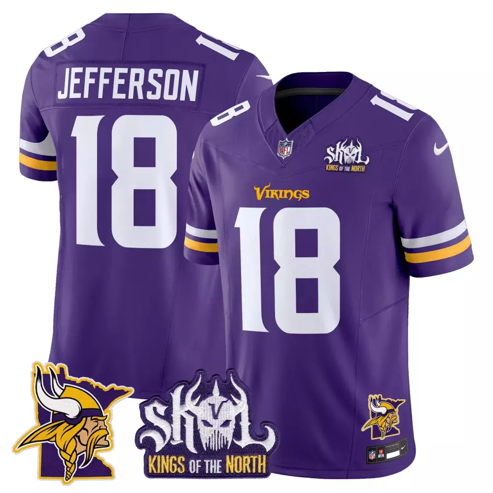Justin Jefferson 18 Jersey Purple Skol Kings Of The North Minnesota Vikings Men Stitched