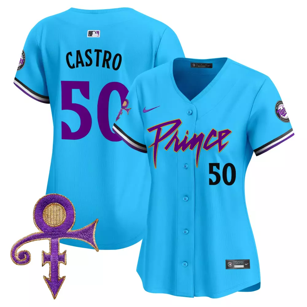 Willi Castro 50 Minnesota Twins Jersey Blue Prince Women Stitched Custom Design Purple