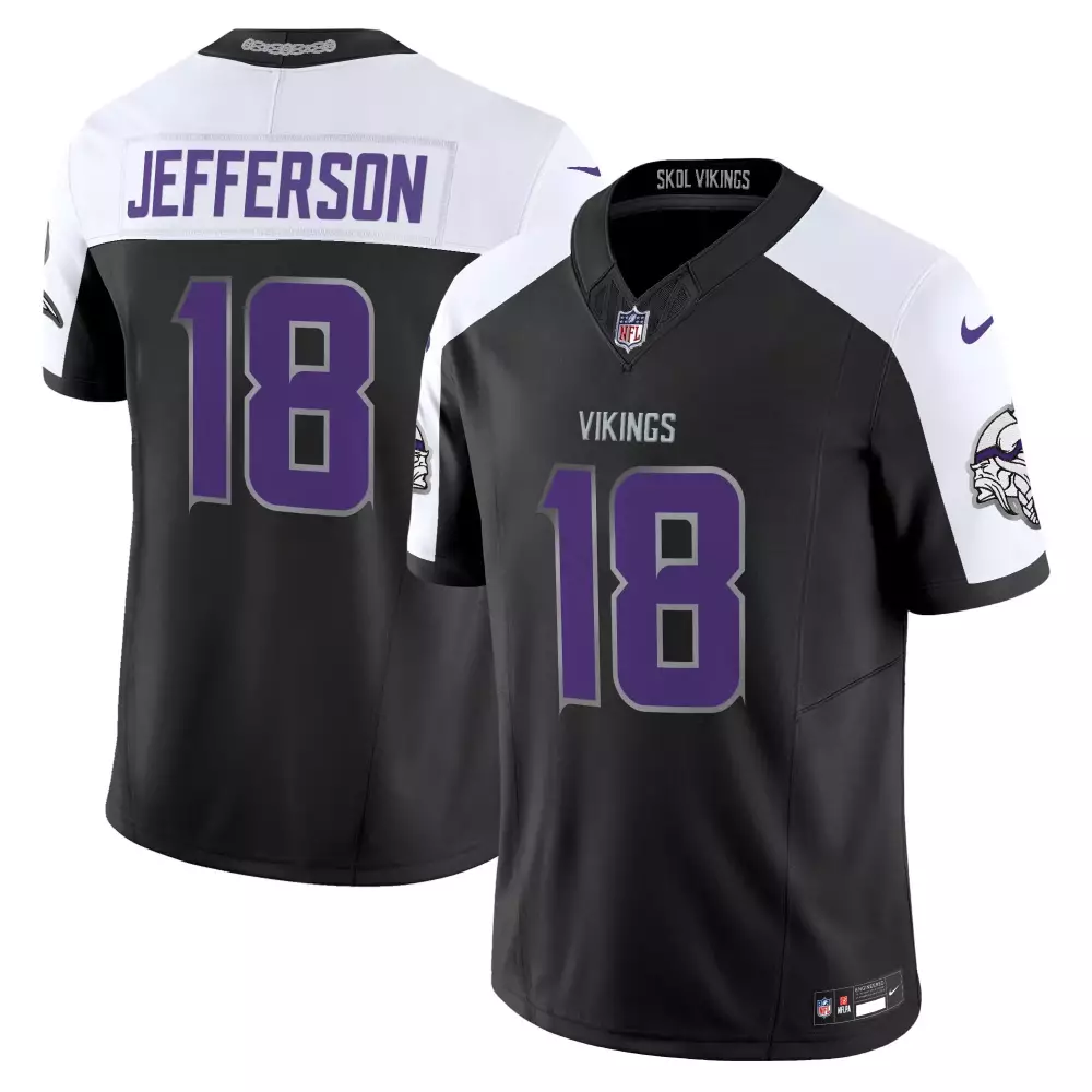 Justin Jefferson 18 Jersey Black Minnesota Vikings Men Stitched Alternate White Purple