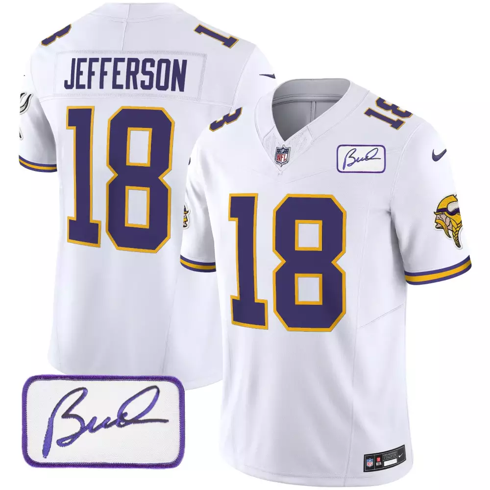 Justin Jefferson 18 Jersey White Minnesota Vikings Men Authentic Alternate Purple