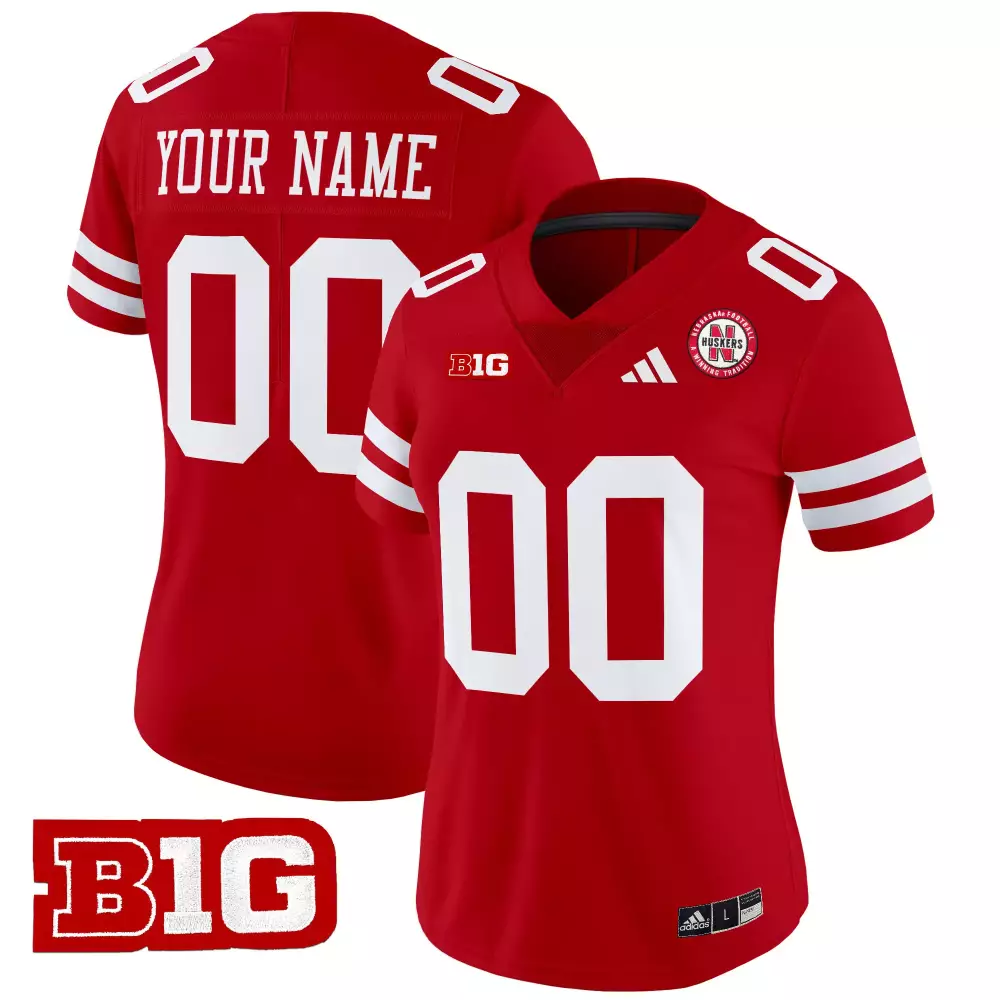 Custom Nebraska Cornhuskers Jersey Red Big Ten Women Replica White Stitched