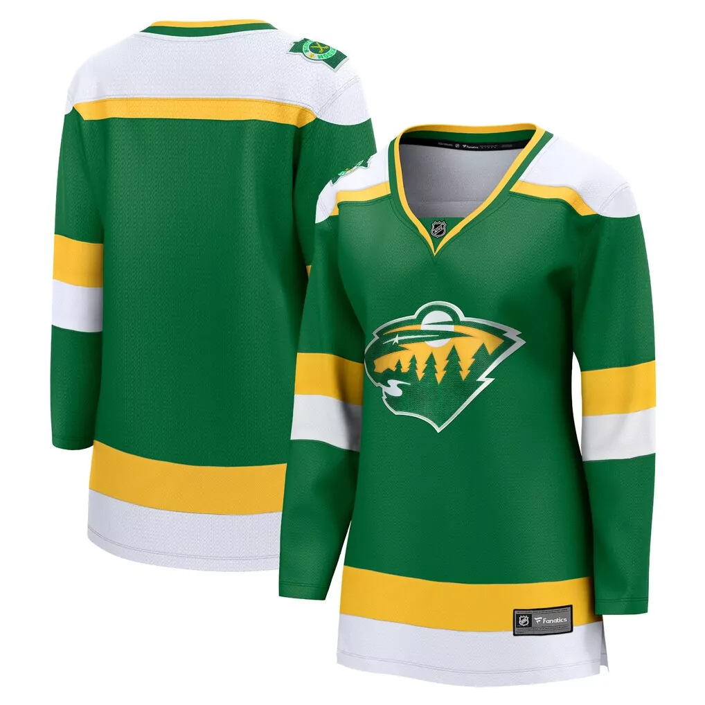 Custom Minnesota Wild Jersey Green Null Women Replica White Yellow Alternate Breakaway