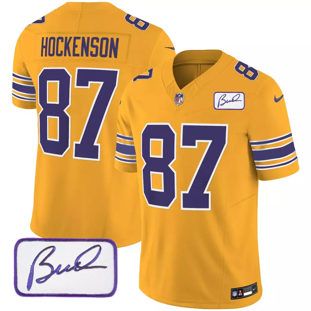 T.j. Hockenson 87 Jersey Yellow Gothic Minnesota Vikings Men Authentic Alternate