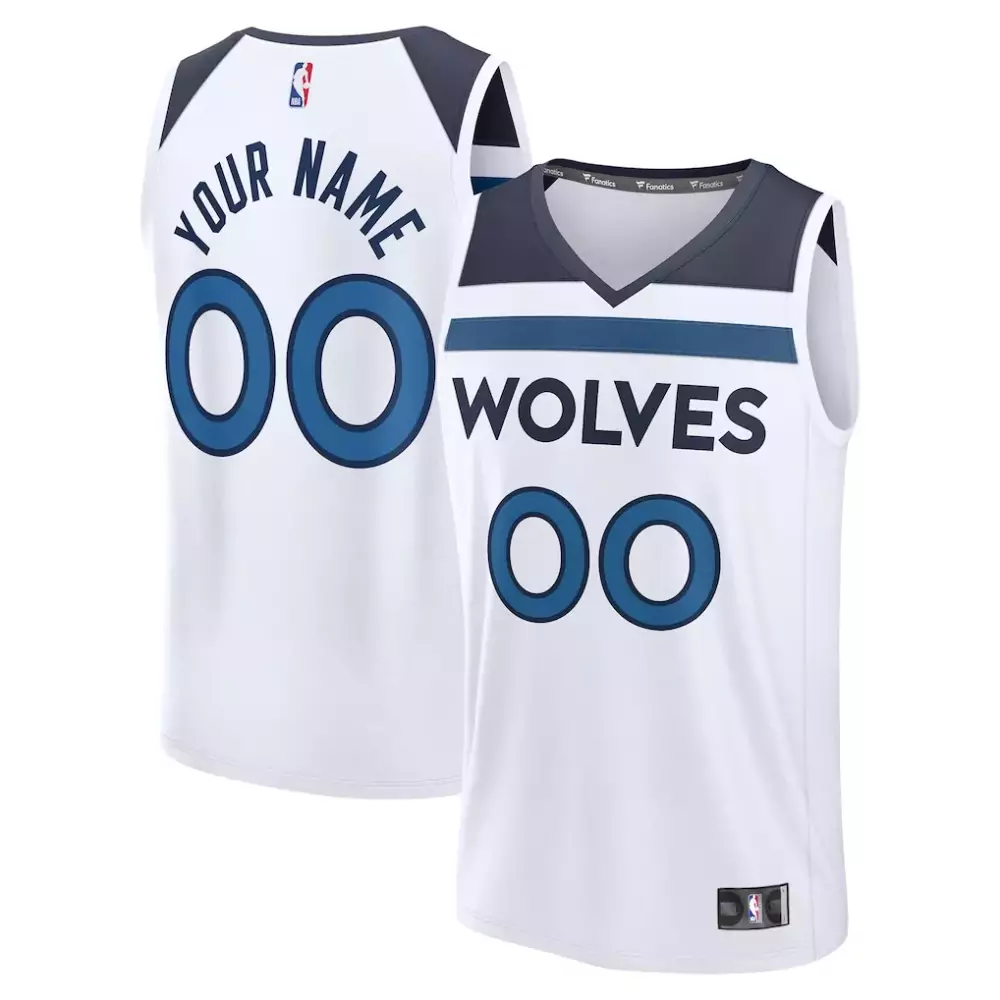 Custom Minnesota Timberwolves Jersey White Men Replica Alternate Navy Blue Gray
