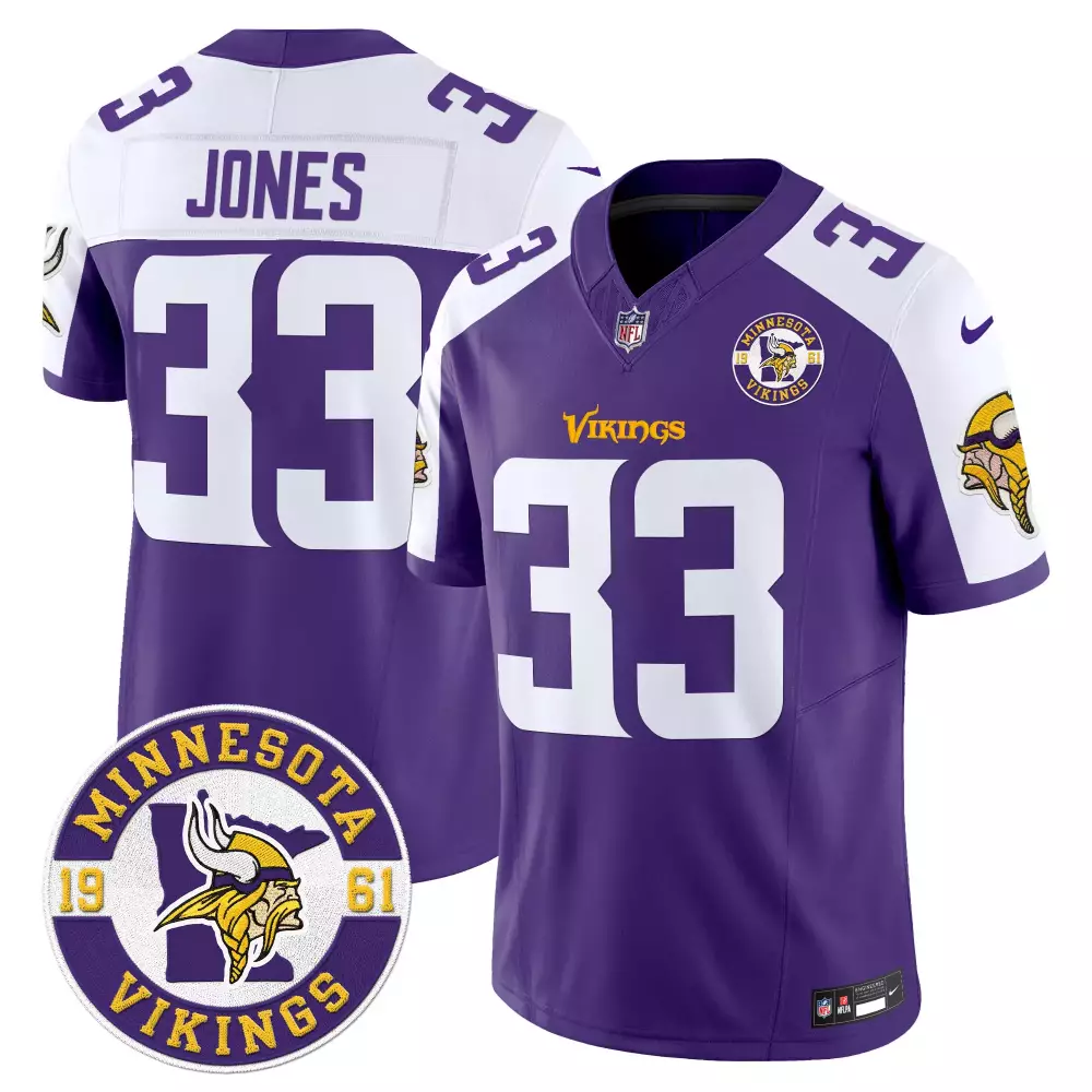 Aaron Jones 33 Minnesota Vikings Jersey Purple Men Stitched White Alternate Vapor