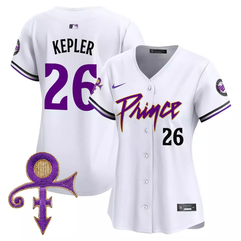 Max Kepler 26 Minnesota Twins Jersey White Prince Symbol Women Authentic Purple Black