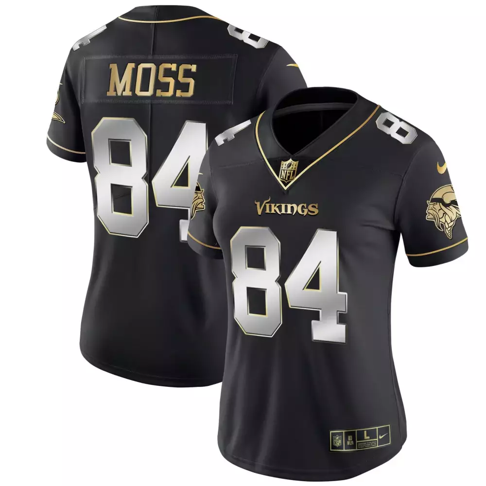 Randy Moss 84 Minnesota Vikings Jersey Black Women Vapor Alternate Gold Silver Limited