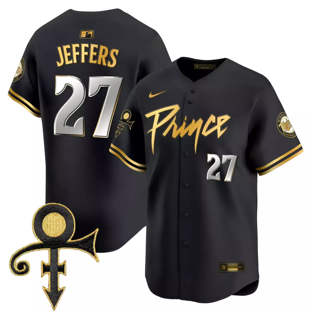Ryan Jeffers 27 Minnesota Twins Jersey Black Prince Symbol Men Authentic Gold Silver