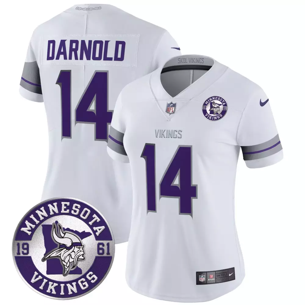 Sam Darnold 14 Minnesota Vikings Jersey White Women Stitched Alternate Purple Gray