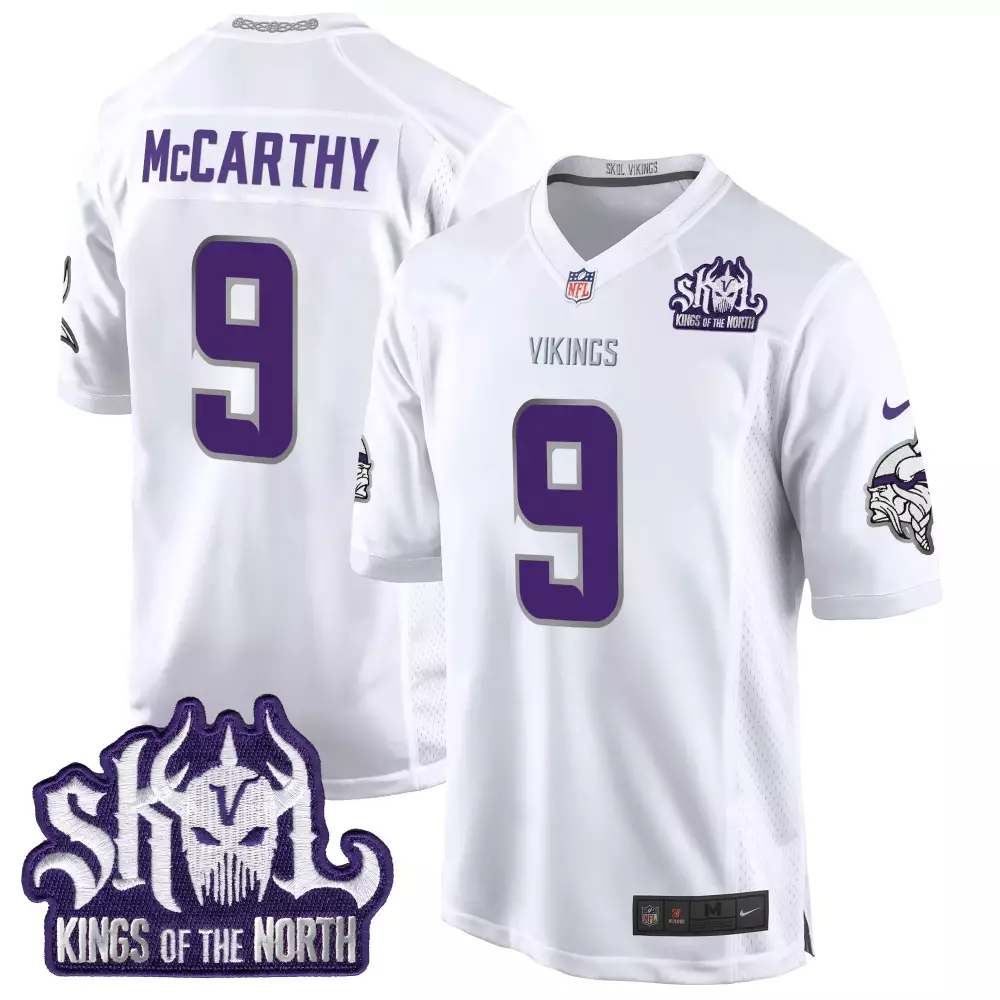 Jj Mccarthy 9 Minnesota Vikings Jersey White Skol Kings Of The North Men Authentic