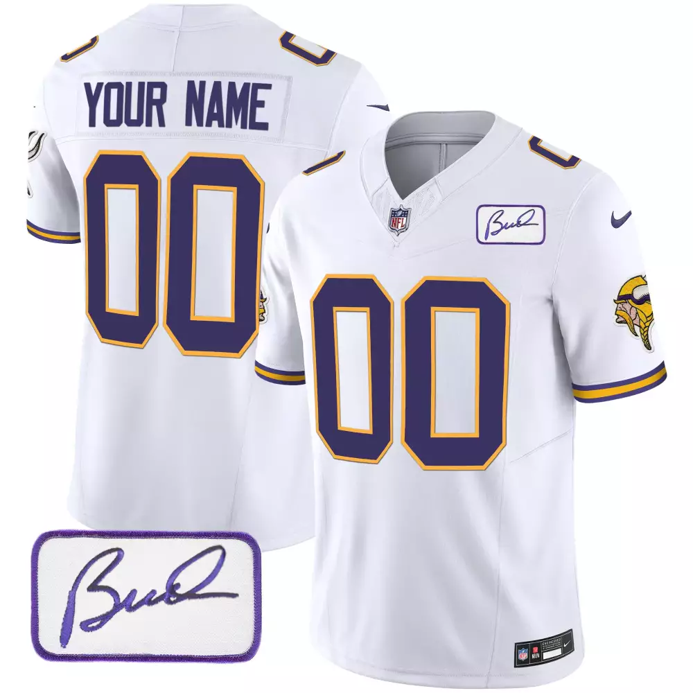Custom Minnesota Vikings Jersey White Signature Men Stitched Alternate Purple Gold