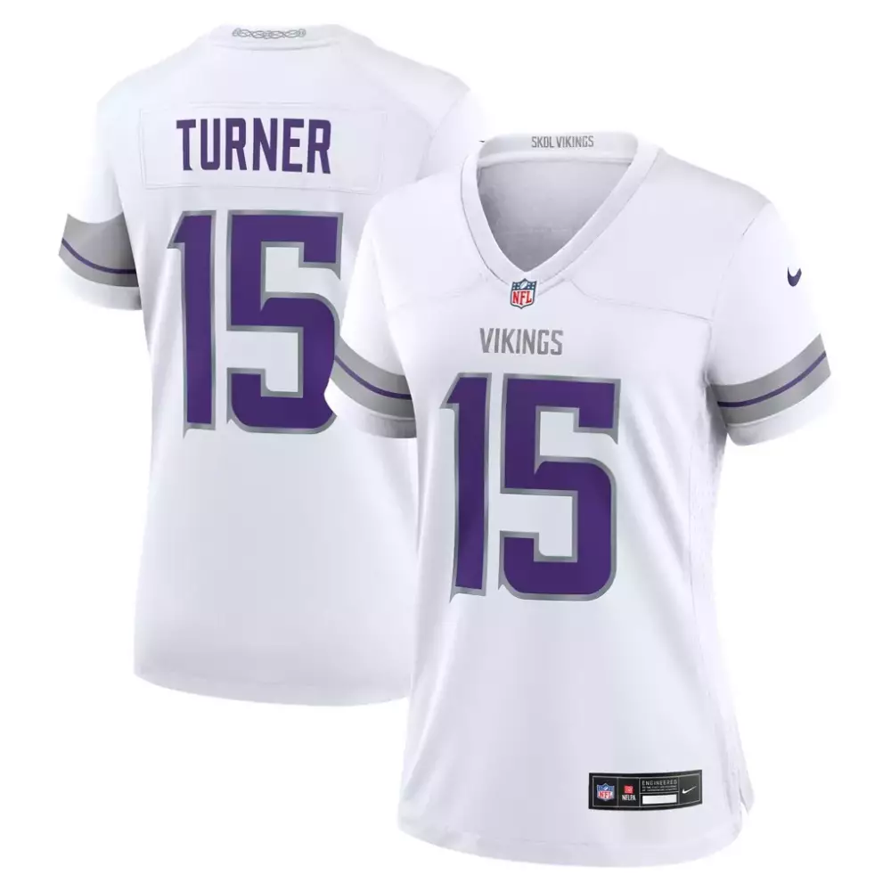 Dallas Turner 15 Jersey White Minnesota Vikings Women Stitched Alternate Purple Gray