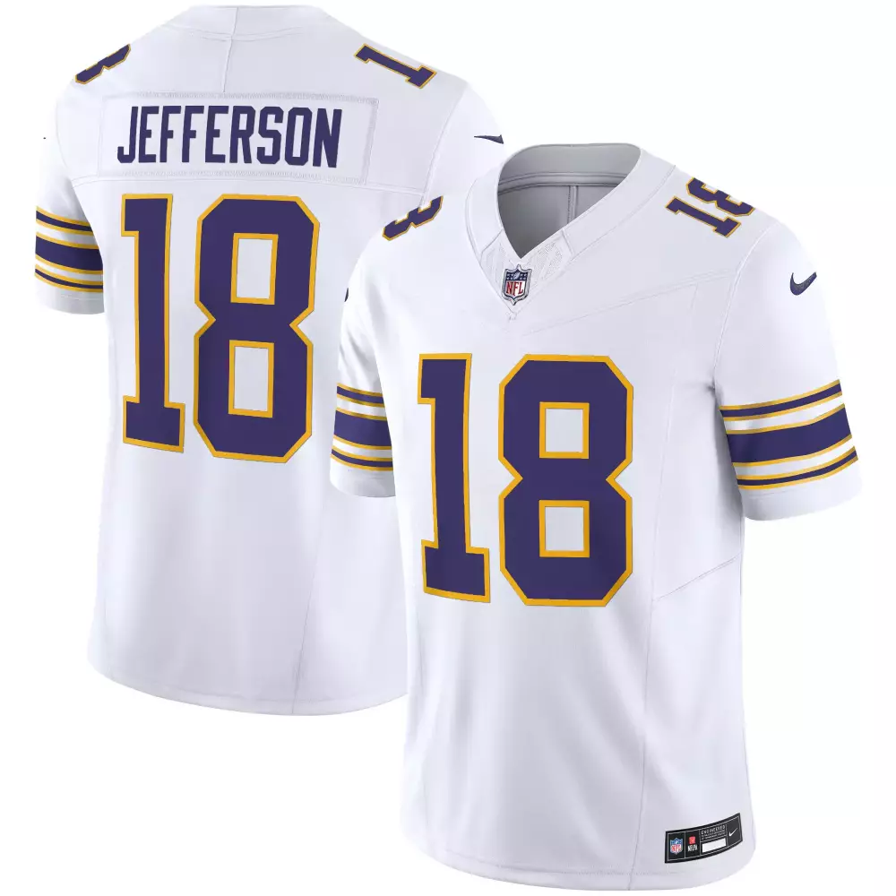 Justin Jefferson 18 Jersey White Minnesota Vikings Men Stitched Alternate Purple