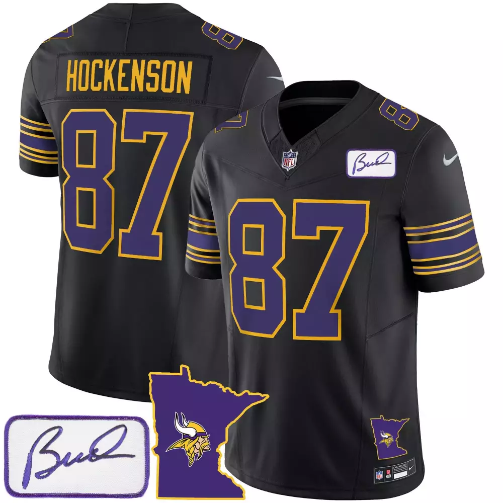T.j. Hockenson 87 Jersey Black Gothic Minnesota Vikings Men Limited Alternate Purple
