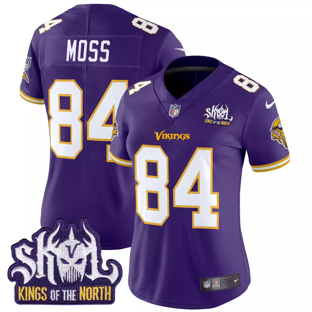 Randy Moss 84 Minnesota Vikings Jersey Purple Skol Kings Of The North Women Stitched