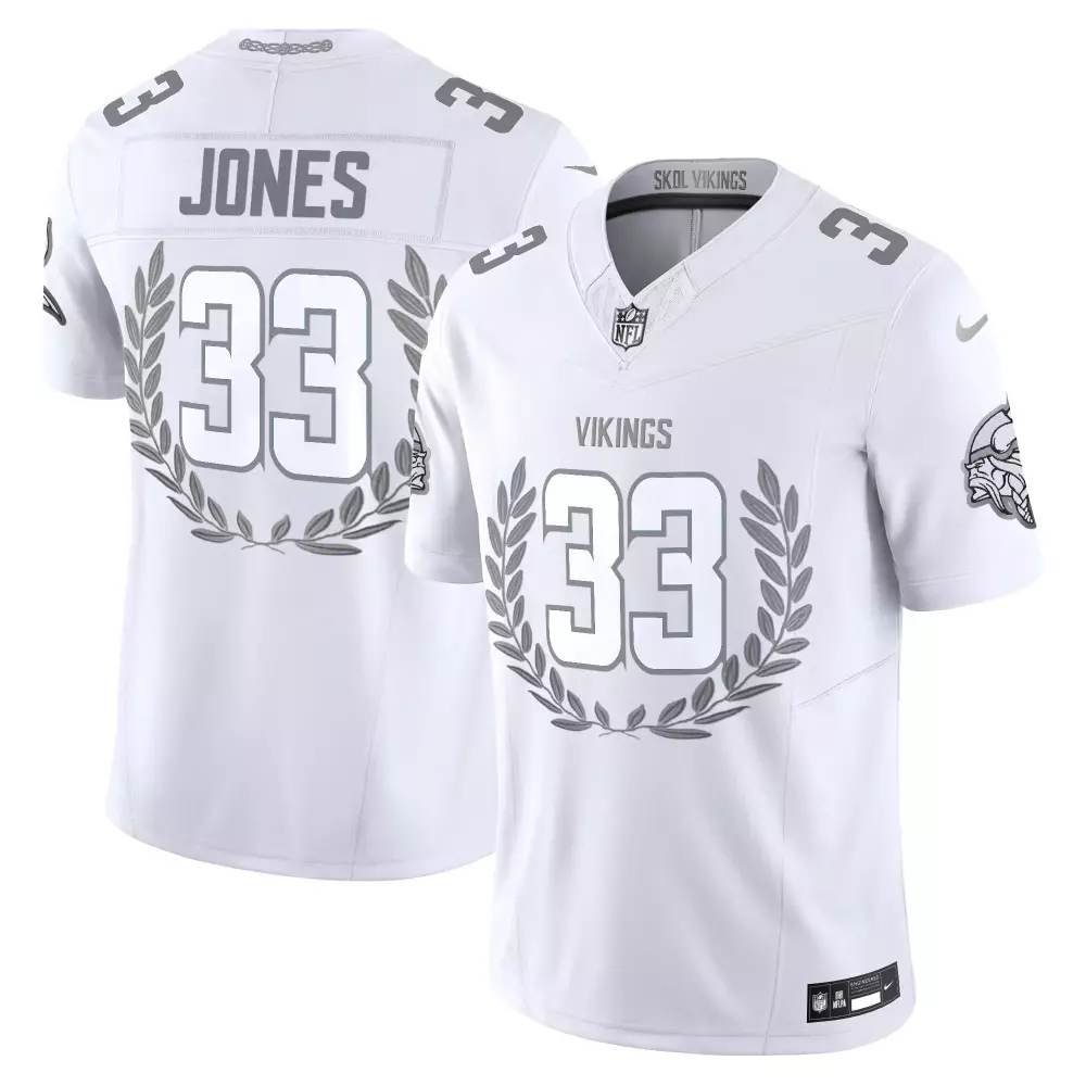 Aaron Jones 33 Minnesota Vikings Jersey White Gothic Men Stitched Alternate Custom Design