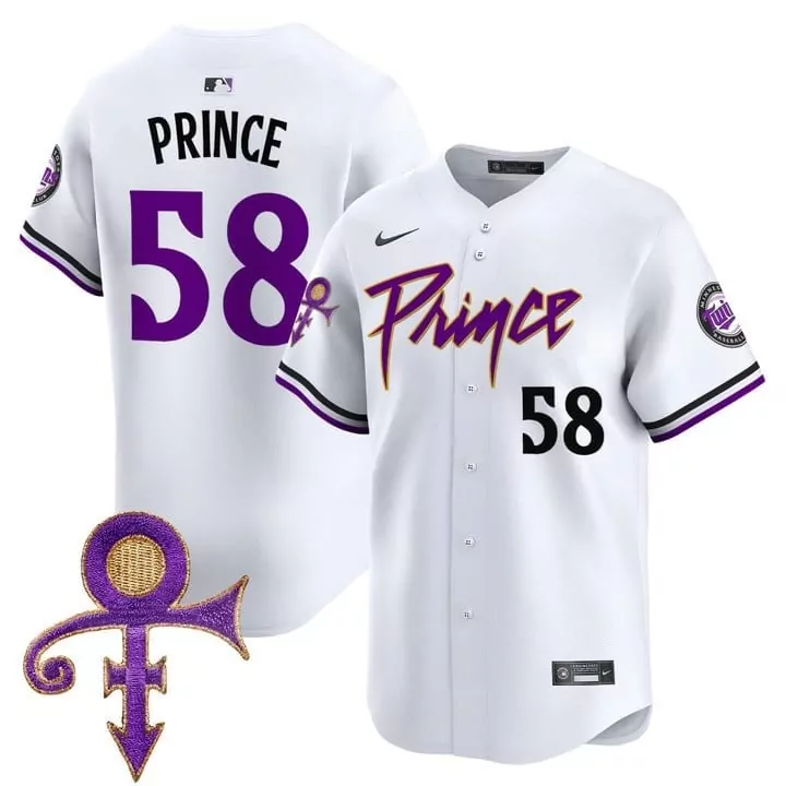 Prince 58 Minnesota Twins Jersey White Symbol Men Stitched Purple Black All Vapor