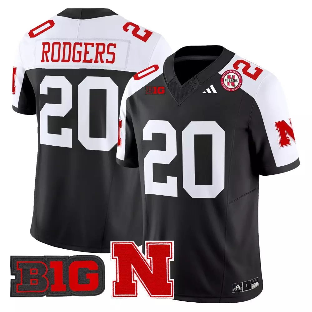 Dylan Rogers 20 Jersey Black Gothic Sin City Nebraska Cornhuskers Big Ten Men Authentic