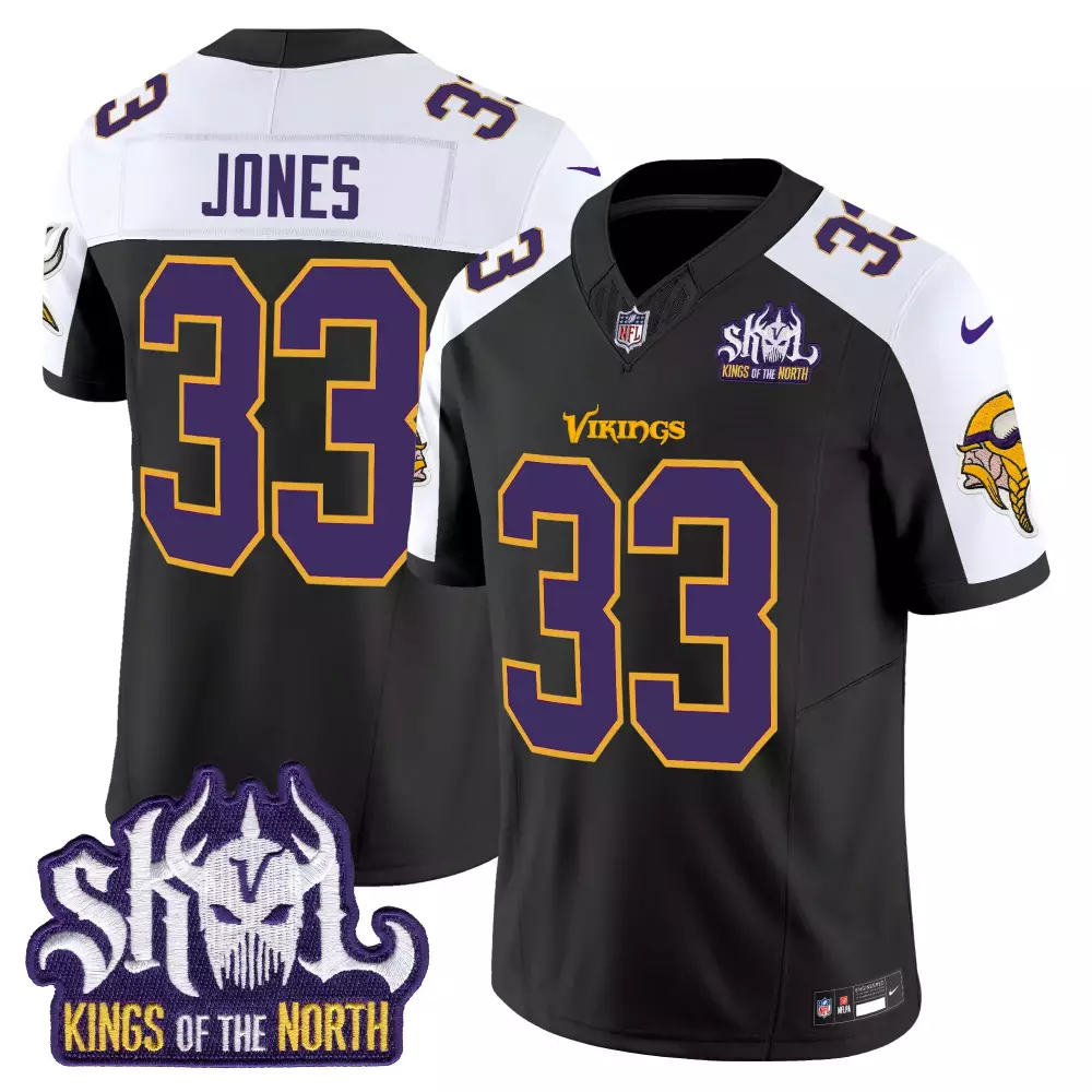 Jeshaun Jones 33 Jersey Black Skol Kings Of The North Minnesota Vikings Men Stitched